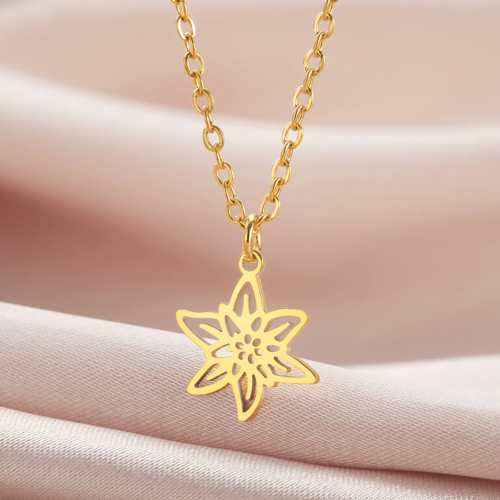 Unift Month Birth Flower Necklace Stainless Steel Choker Floral Lotus Poppy Pendant Wedding Bridesmaids Jewelry 2025 Trendy Gift
