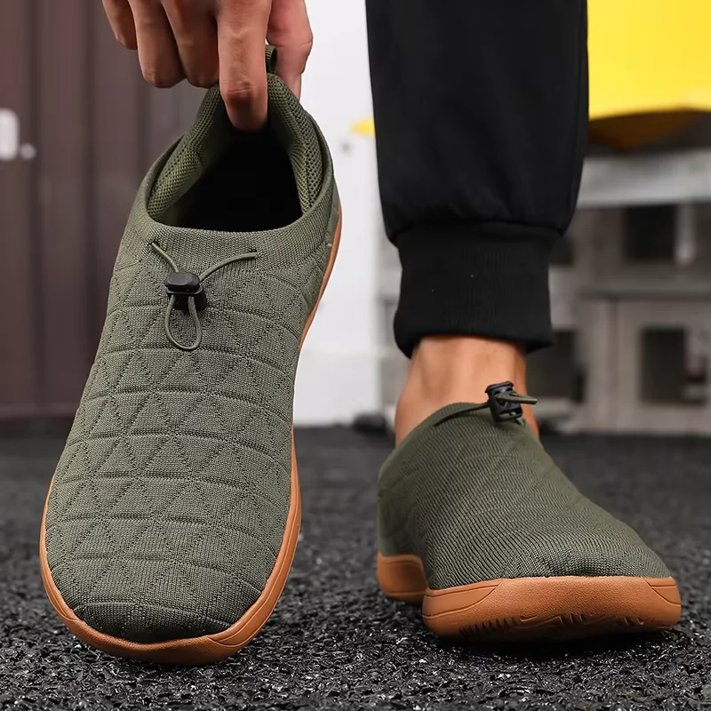 Minimalist Grey Sports Shoes with Slip in Shoe Soles - Men Women Elastic Thick Sole Comfortable Shoe Suitable for Daily Walking