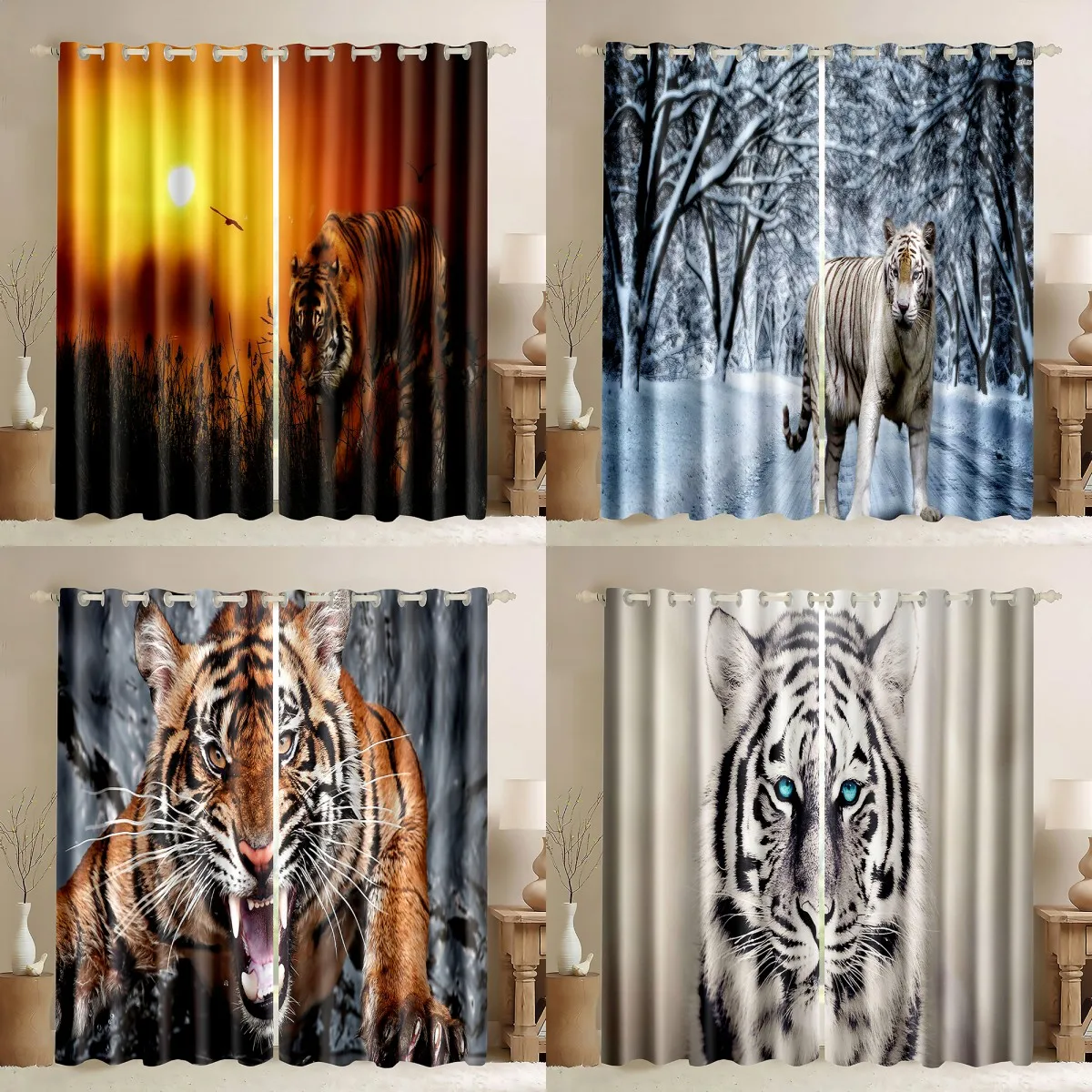 

2023 Leopard Blackout Curtains Wild Animal Curtain Living Room Bedroom High Shading Window Drape Right Biparting Open Drapes