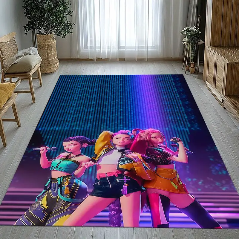 KPop D-Demon H-Hunters Girl Group Cartoon Soft Non-Slip Area Rug for Living Room,Bedroom Playroom Carpet Mat for Sofa,Home Decor