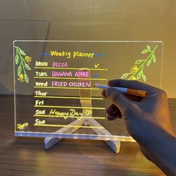 LED Illuminated Magic Note Board Desktop Memo Note Board Erasable White Board for Kids DIY Painting with 7 Color Pens