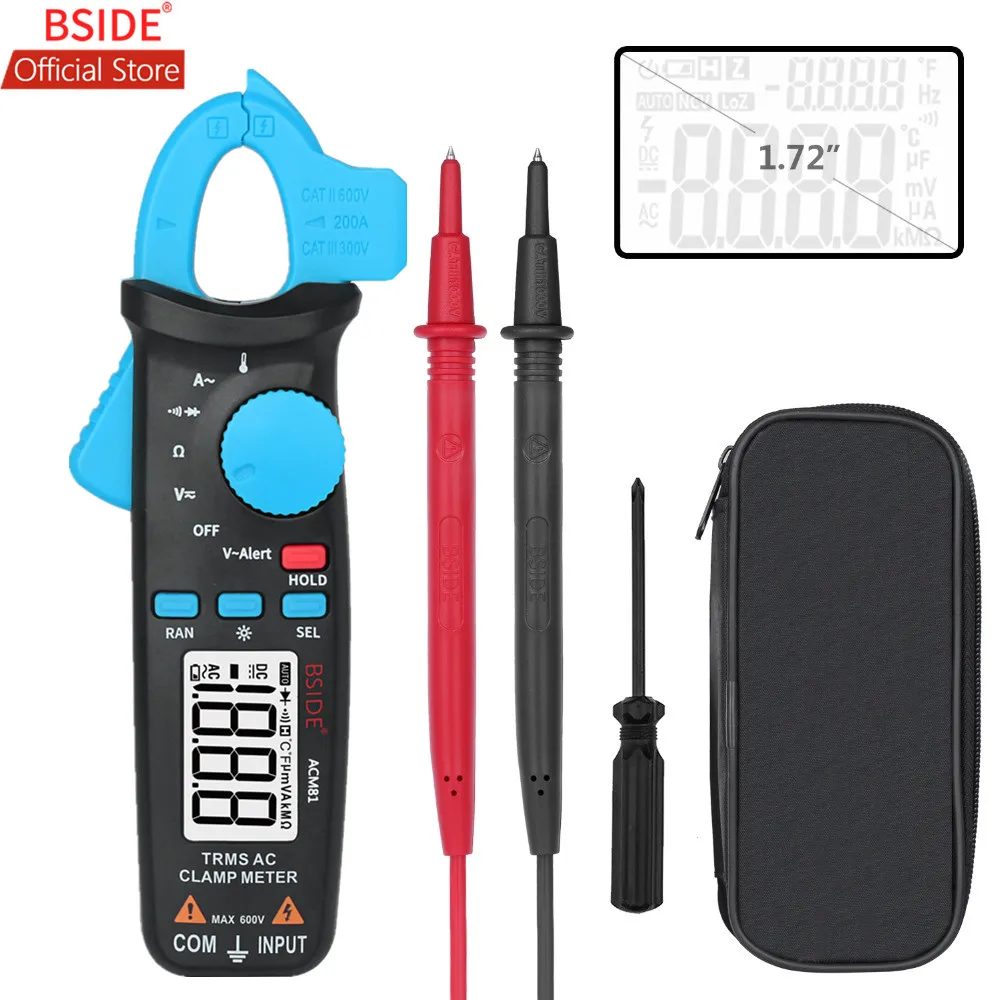 

TK HOT BSIDE ACM81 AC Clamp Meter 1mA True RMS Auto Range Mini Digital Multimeter V-Alert Current Test Diode Tester with Back Cl