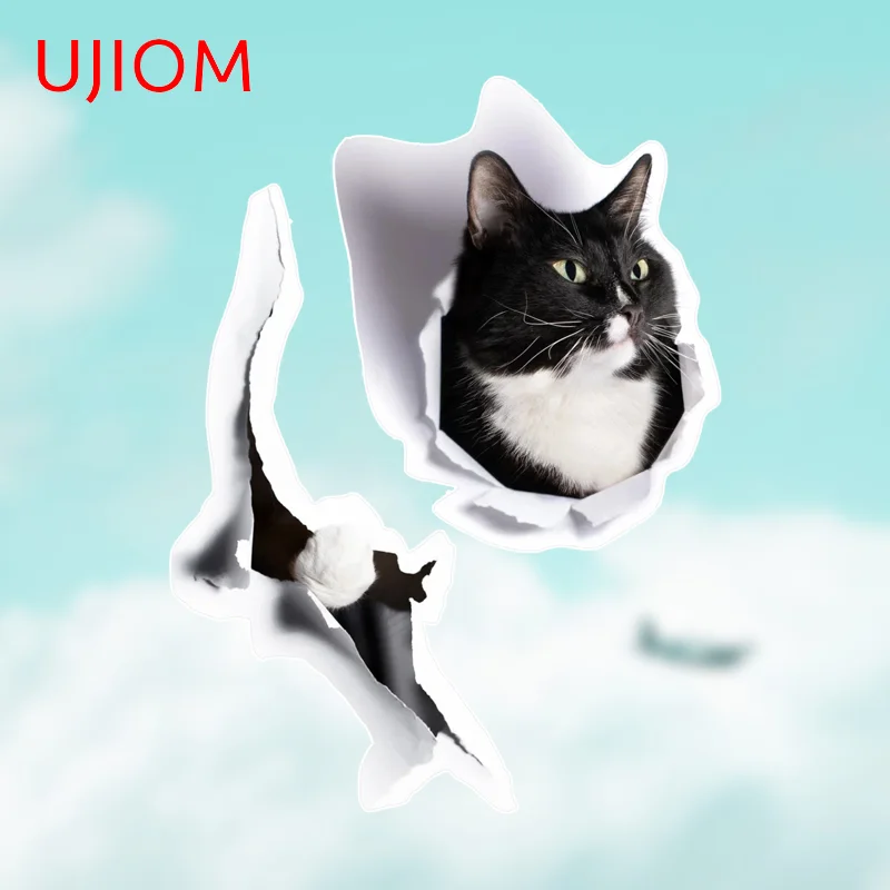 UJIOM Funny Cat Crack Wall Sticker Occlusion Scratch Anime Decal Creative Cute Bathroom Windshield Furniture Stickers For Kids