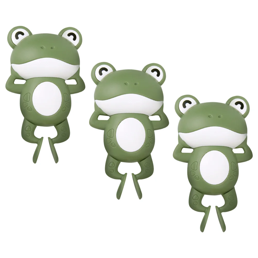 3 Pcs Wind-up Frog Design Bath Toy Cartoon Frogs Toys Baby Bathtub Kids Plaything Educational Infant Shower Clockwork Children