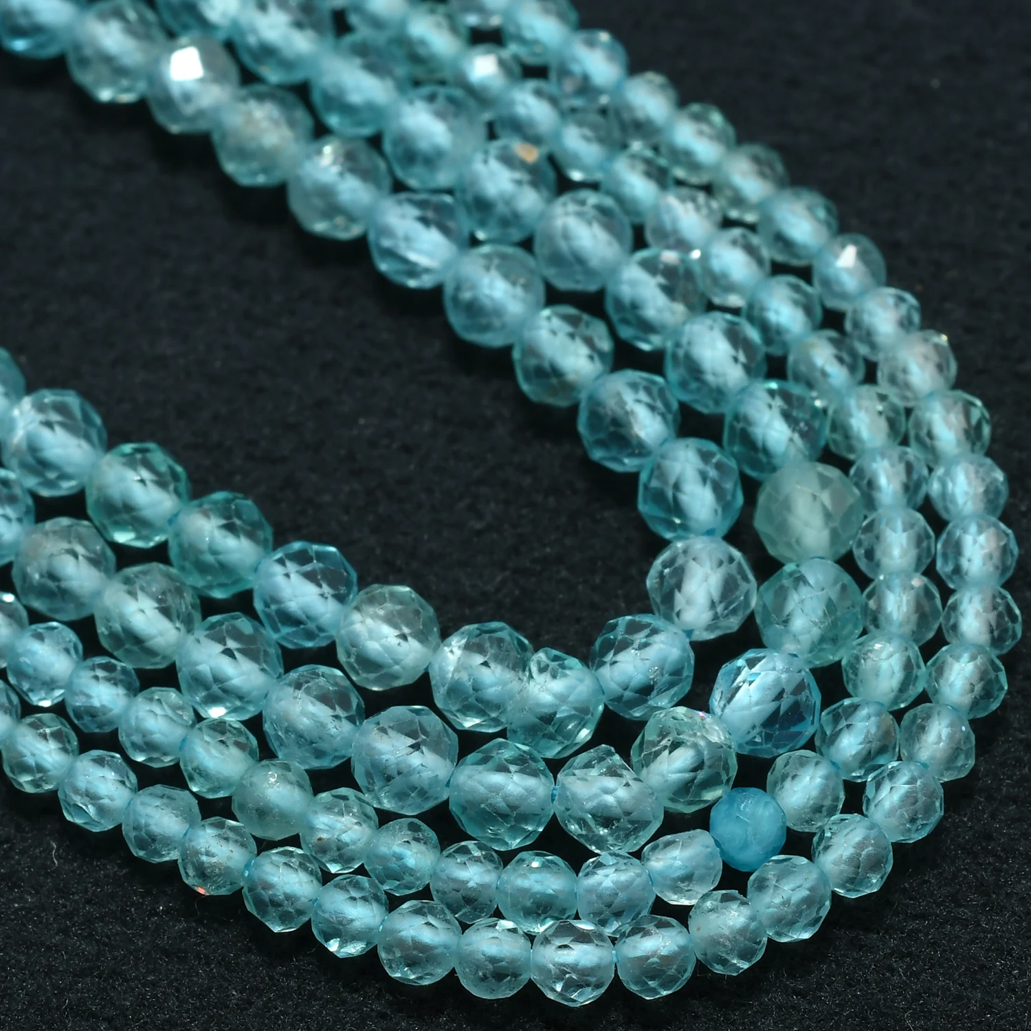 Natural Aqua Blue Apatite Faceted Round Beads 2.5mm/3.2mm