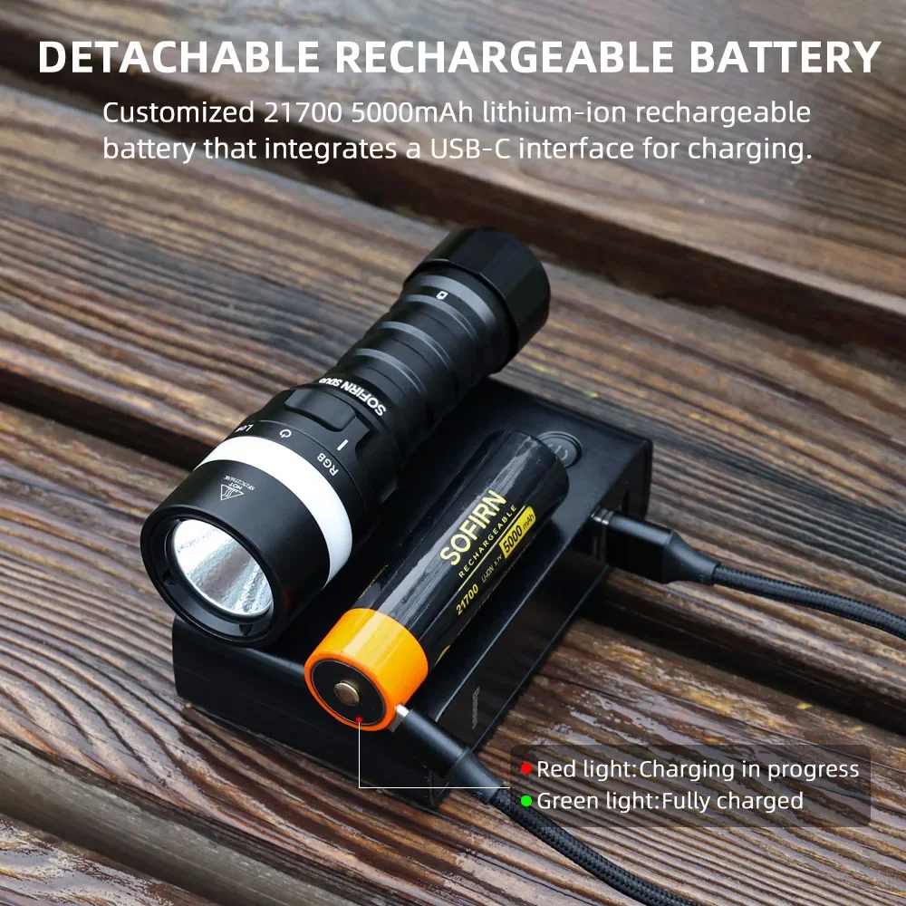 Sofirn SD08 Scuba 3200 lm Tauchtaschenlampe SST70 LED 21700 wiederaufladbare Taschenlampe mit 360 ° Unterwasserpositionierung mit RGB-Licht – Detail 8