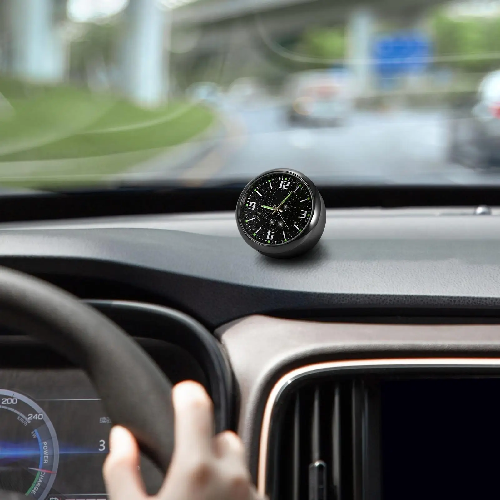 Clock for Car Stick on Glowing Quartz Watch Car Vent Dashboard Clock for Travel Driving Commuting Touring Men Women Drivers