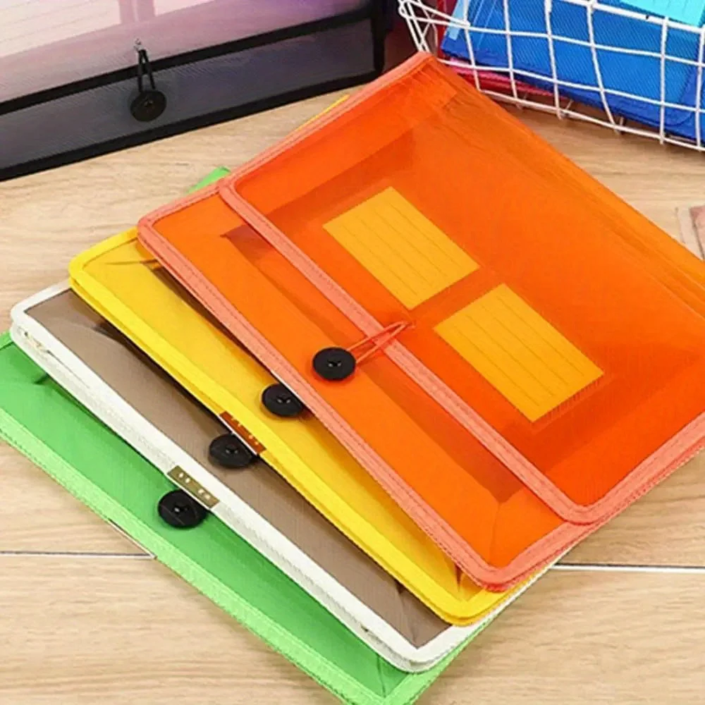 

1pc Transparent Lightweight File Bag Portable Waterproof Folder Document Holder Large Capacity Button Storage School Test Paper