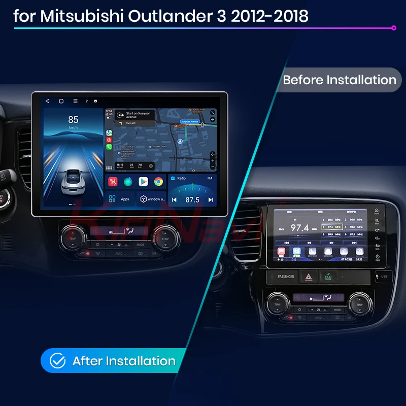13.1 Inch Car Stereo Radio GPS Navigation Android 14 System Carplay For Mitsubishi Outlander 3 2012 2019 Multimedia DVD Players