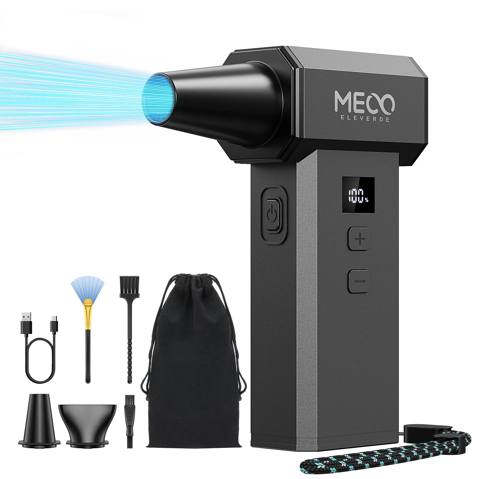 

ME-CA3 220,000 RPM Electric Air Duster with Stepless Speed Adjustable LED Dual Display Cordless Dust Blower for Computer Car
