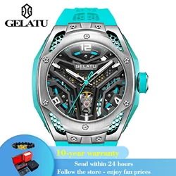 GELATU 6007 Fashion Big Dial Mechanical Watch For Men Luminous Hollow Automatic Wristwatch Deep Waterproof Original Man Watches