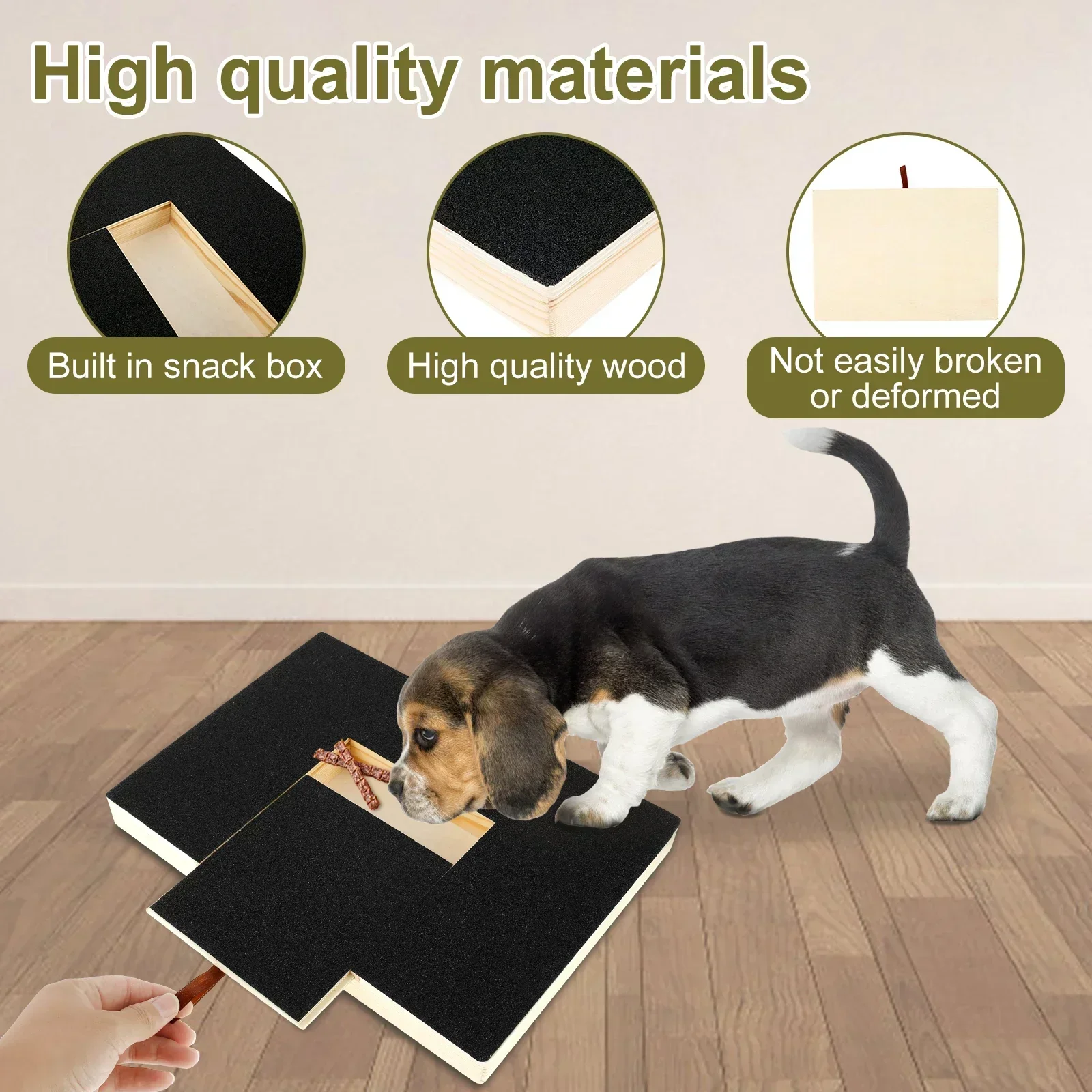 Dog Nail Scratch Pad Wooden Dog Nail File Board with Built-in Treat Box Heavy-Duty Dog Scratch Board Sandpaper Dog Nail File Pad