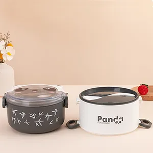 Niedliche Panda Bento Thermal -Mittagessen für Kinder Doppelrunde Schicht Mini Zeichnungen Mikrowellen -Lebensmittel Speicherung 10 Hauptverkauf Panda Lunchbox - №2