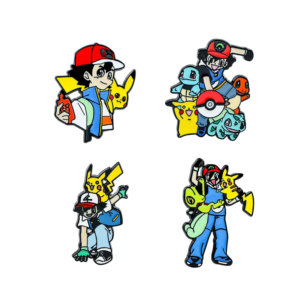 

1 Set Cartoon Elf Brooch Cute Pikachu Squirtle Bulbasaur Ash Ketchum Enamel Pin Metal Badge Jewelry Clothes Backpack Accessories