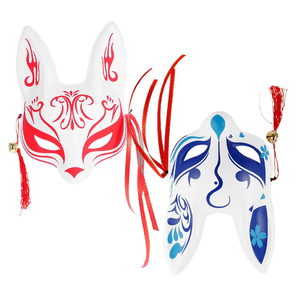 

2 шт., маска лисы в японском стиле с рисунком вишни, маска лисы для косплея, удобная дышащая маска для Хэллоуина