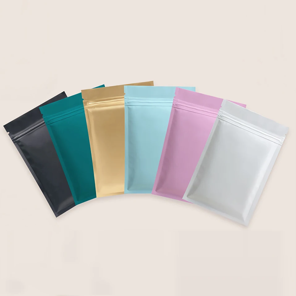 

6x8cm Small Zipper Top Mylar Flat Storage Bag Matte Black White Gold Powder Mini Aluminum Foil Zip Lock Gift Tea Package Bags