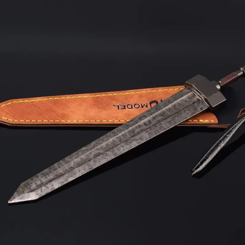 Greatsword-Épée Colossale en Acier Damascu pour Garçon, 22cm, Katana Non Découpé, Décoration d'Exposition, Cadeaux de Collections