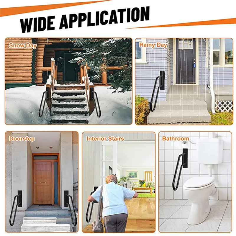 

Handrails Iron Handrails For Outdoor , 1 To 3 Steps Stairs Wall Mounted For The Elderly, Disabled, Pregnant Women-Best Selling