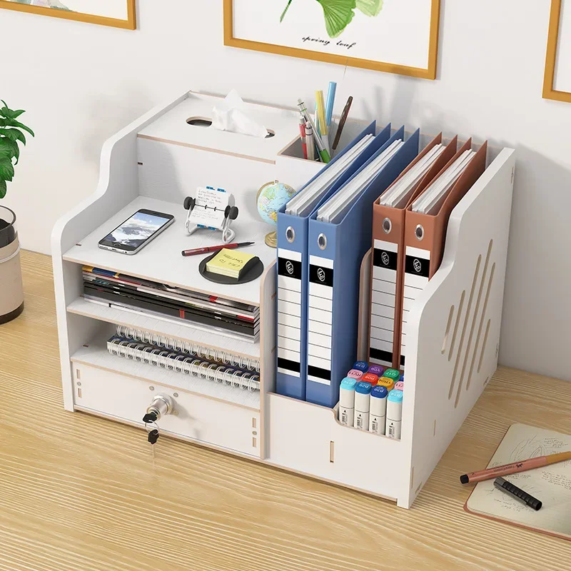 Imagem -04 - Escritório Multi-layer Desktop Storage Box com Fechadura Workstation Doméstico Gaveta de Arquivo Armazenamento Rack Mesa e Vascular Artefato