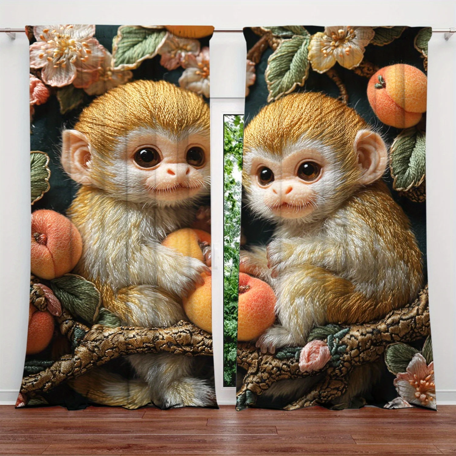 Cute Baby Monkey Curtains, Rea - огляд і ціна Baby Nursery Blackout Curtains