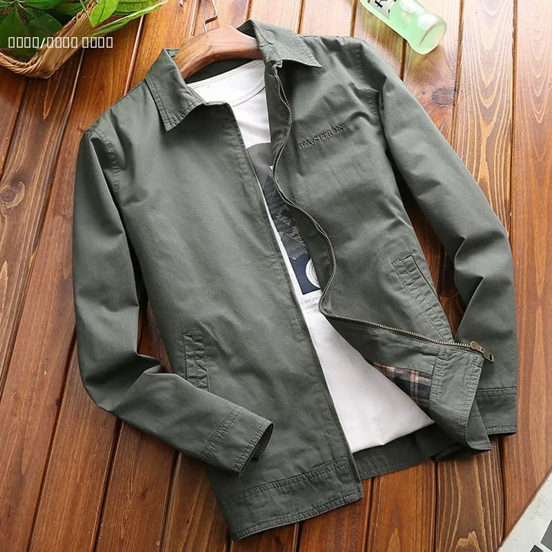 

Новая осенняя мужская повседневная хлопковая куртка свободного кроя в стиле Dad, тонкое пальто с воротником, модная городская верхняя одежда с длинными рукавами