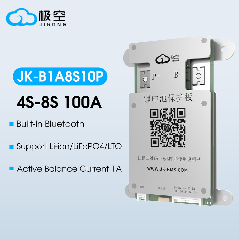 JIKONG B1A8S10P 4S 5S 6S 7S 8S 100A BMS 12V 24V BATTERY 1A ACTIVE BALANCE bms lifepo4 Li-ion LTO