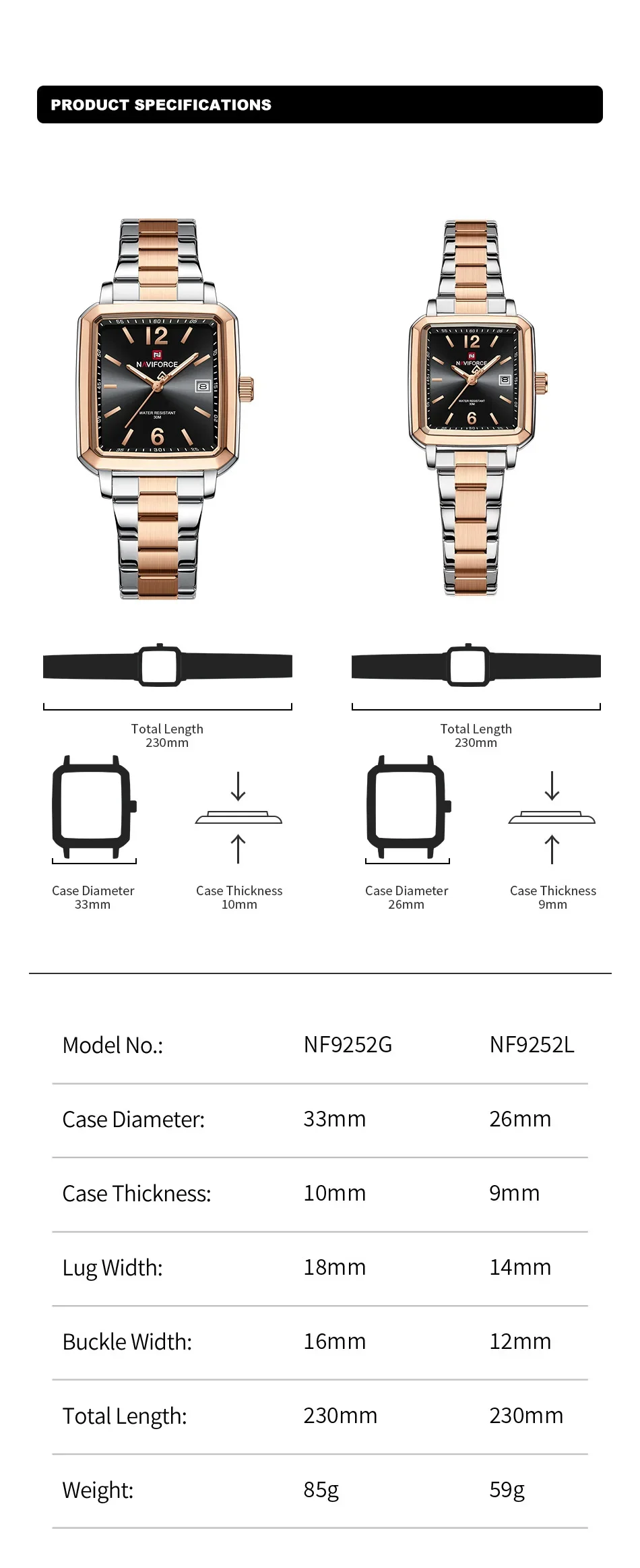NAVIFORCE NF9252 المرأة كوارتز ساعة الموضة الأنيقة مؤشر مضيئة الفولاذ المقاوم للصدأ حزام الساعات مقاوم للماء هدية الزفاف