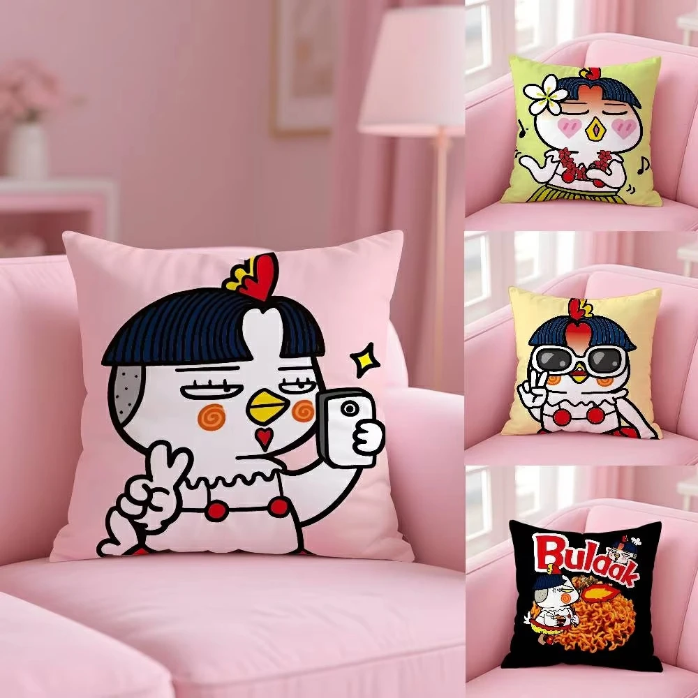 

Kwaii Anime B-Buldak RameSn Pillow Case Anti-dustmite Pillowcase Invisible zipper silky short plush Sofa cushion cover