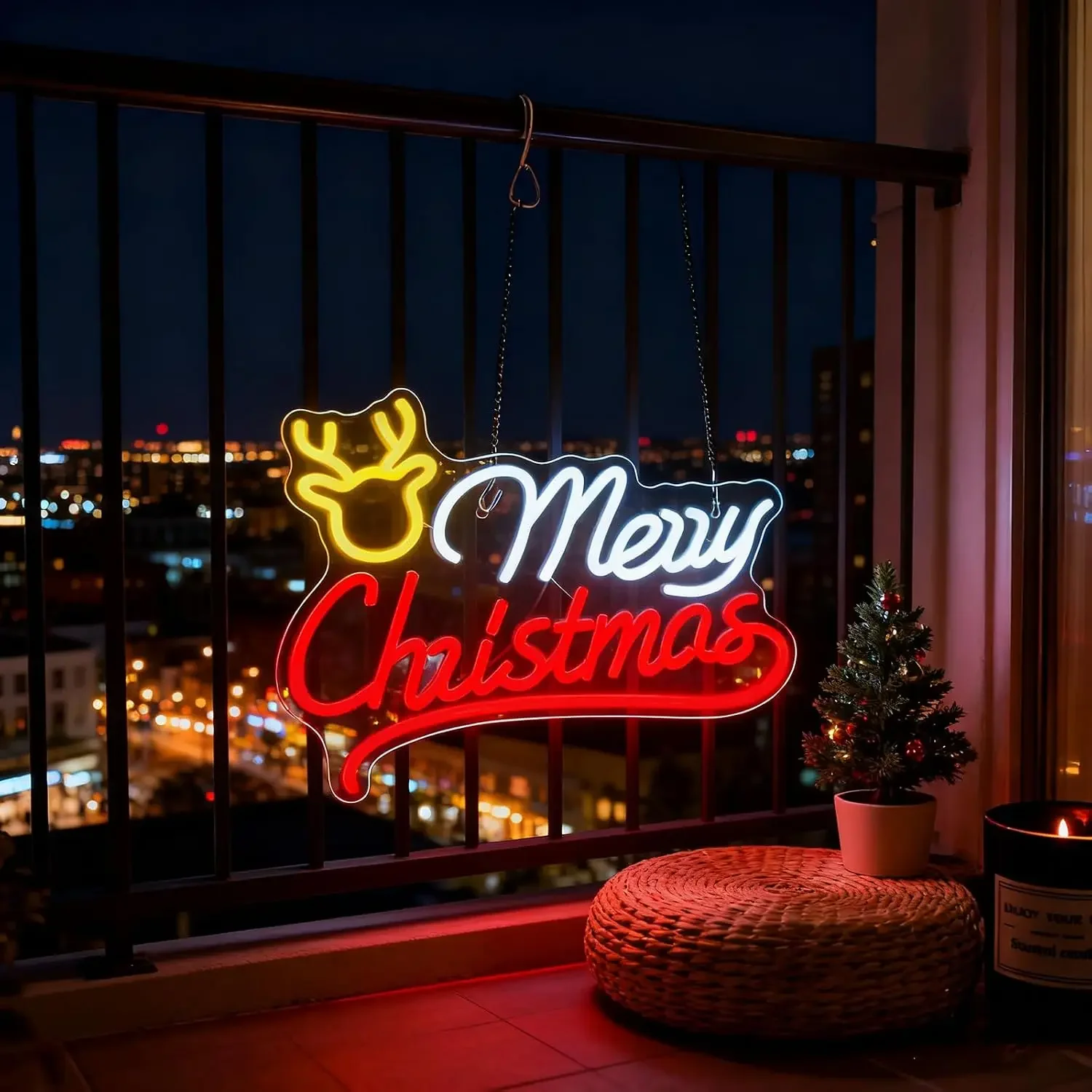 Merry Christmas Reindeer Neon Sign USB Powered LED Neon Light,Xmas Party Bedroom Home Window Bar Holiday Decoration Gift view 4