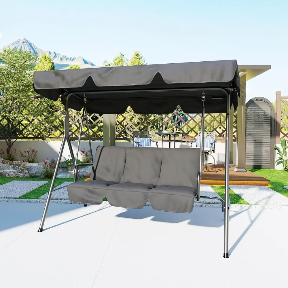 

Patio Swing Chair with Canopy for Porch, Convertible Canopy Hanging Glider Lounge Chair, Patio SwingWith Adjustable Tilt Shade