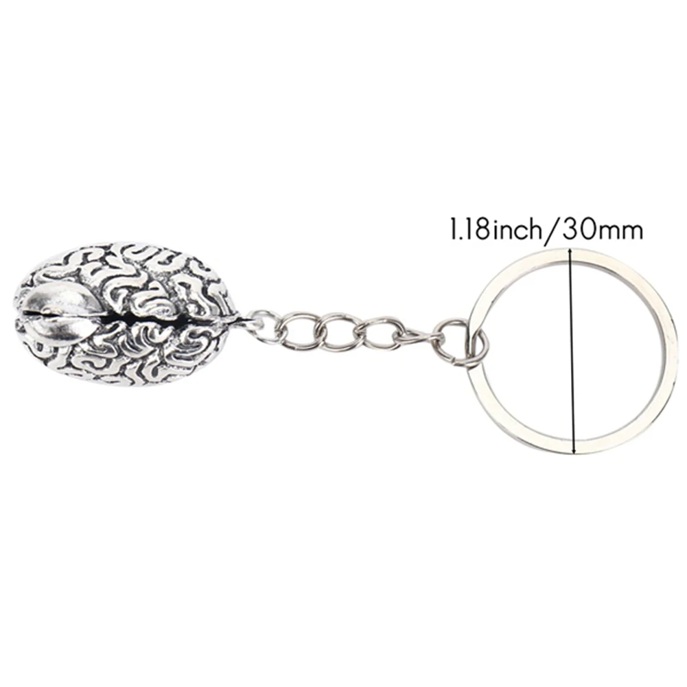 3X Brain Keychain Alloy Smart Brainiac IQ Key Ring Fob Chain Medicine Human