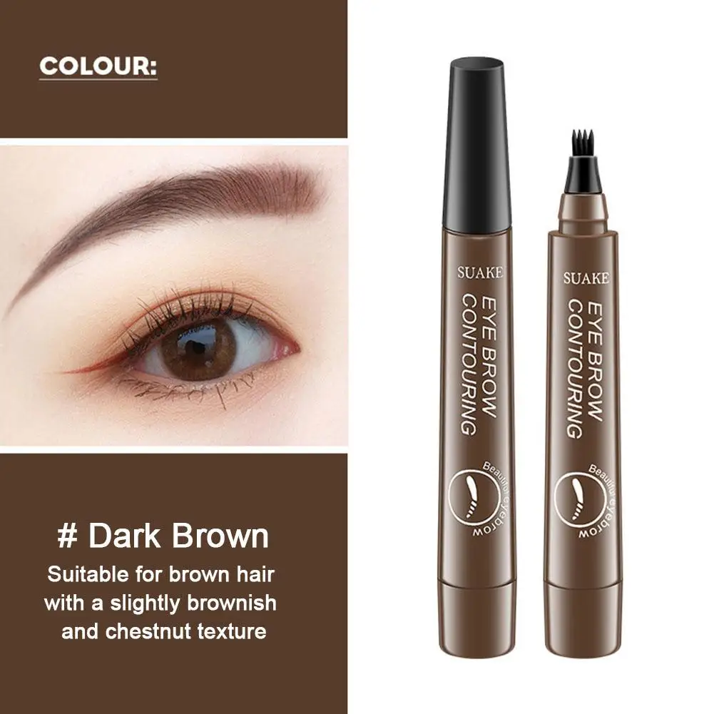 5 Colors Eyebrow Pen Waterproof 4 Fork Tip Eyebrow Pen Eyebrow Tattoo Waterproof Liquid Black Eye Brow Pencil Natual Brow Makeup