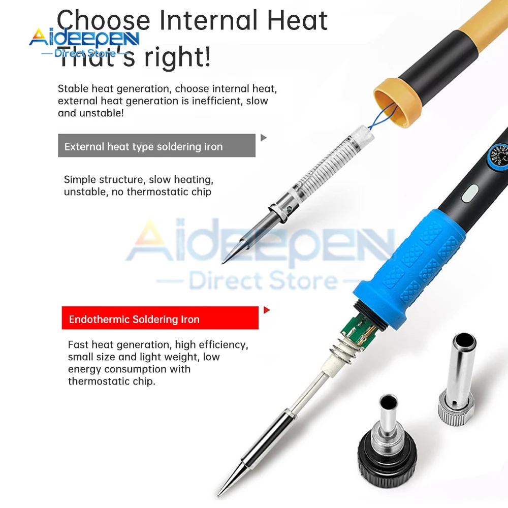 AC 220V 110V 60W Adjustable Temperature Electric Soldering Iron Kit Welding Solder Rework Station Heat Pencil Tips Repair Tool