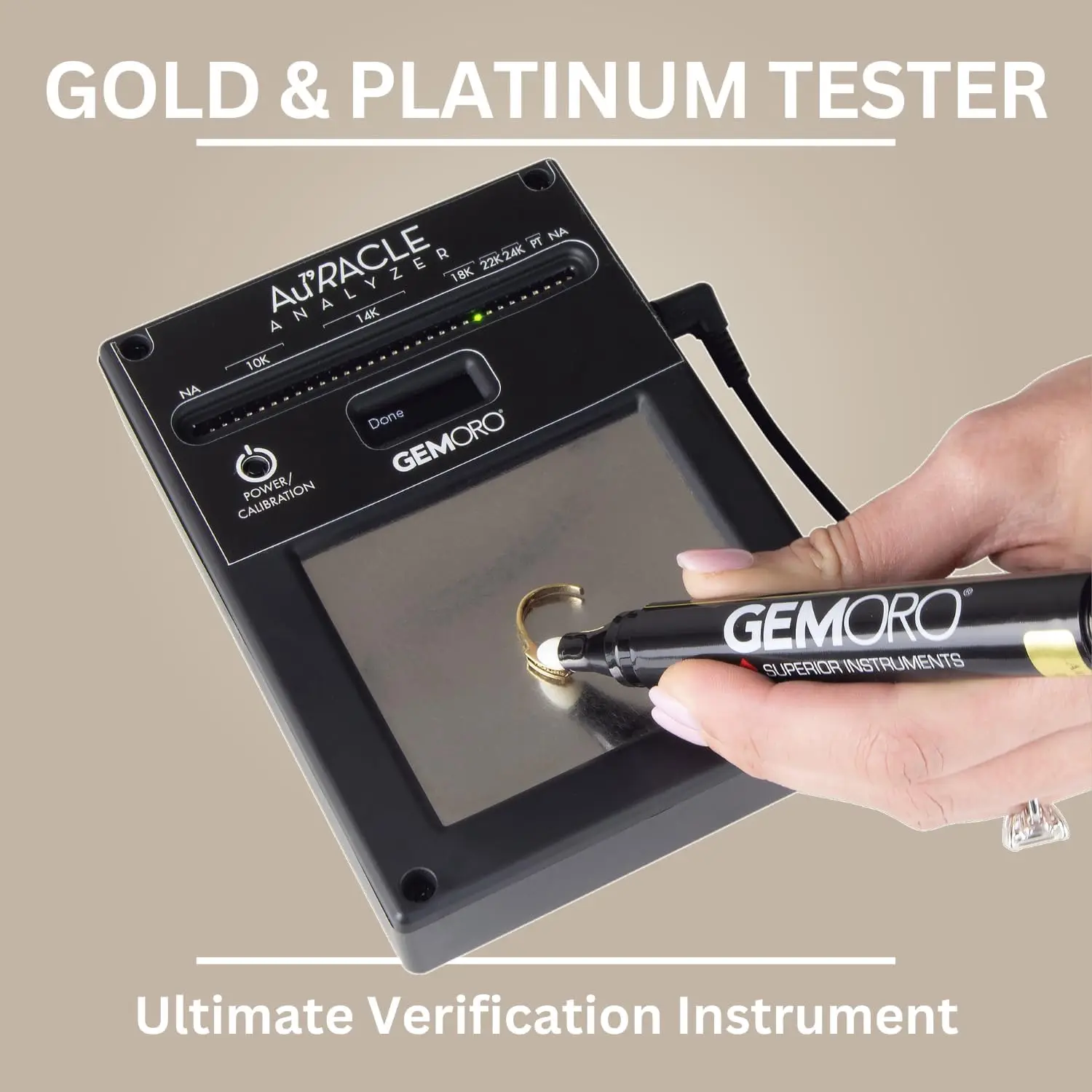 Analyzer Gold Tester | Accurate Compact Portable Electronic High Karat Gold & Platinum Tester | Precision Jewelry