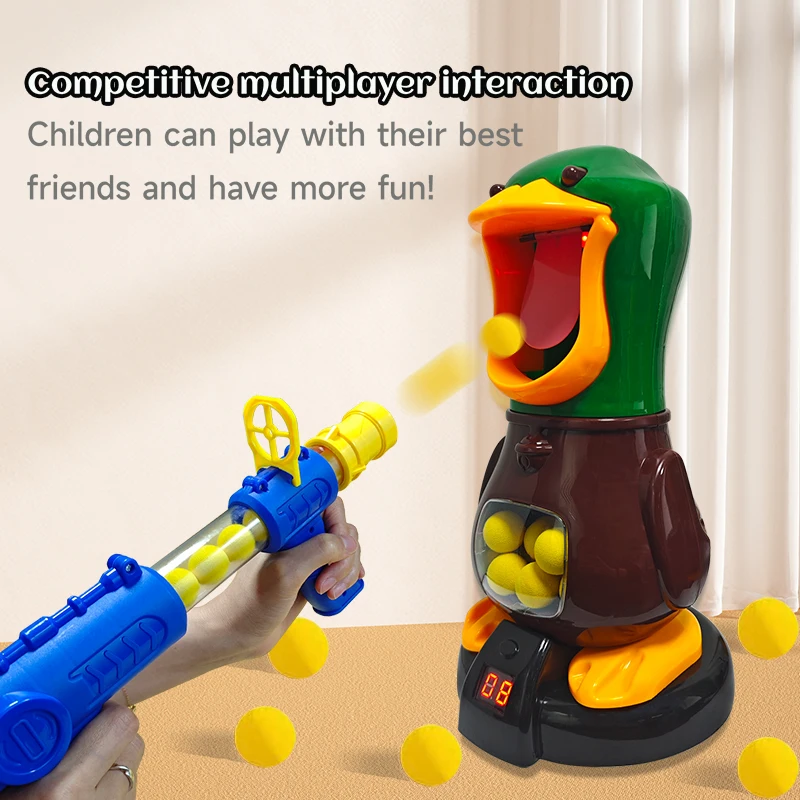 Large Size Hungry Shooting Duck Toys Air-powered Gun Soft Bullet Ball Electronic Scoring Games Target Practice Gun Kids Toys