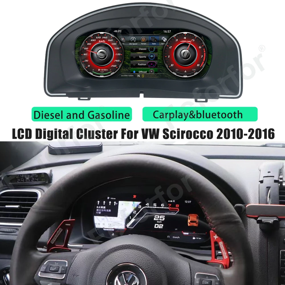 

2023 Digital Dashboard Panel For VOLKSWAGEN VW Scirocco Polo 2010-2016 Virtual Instrument Cluster Cockpit LCD Speedometer Screen