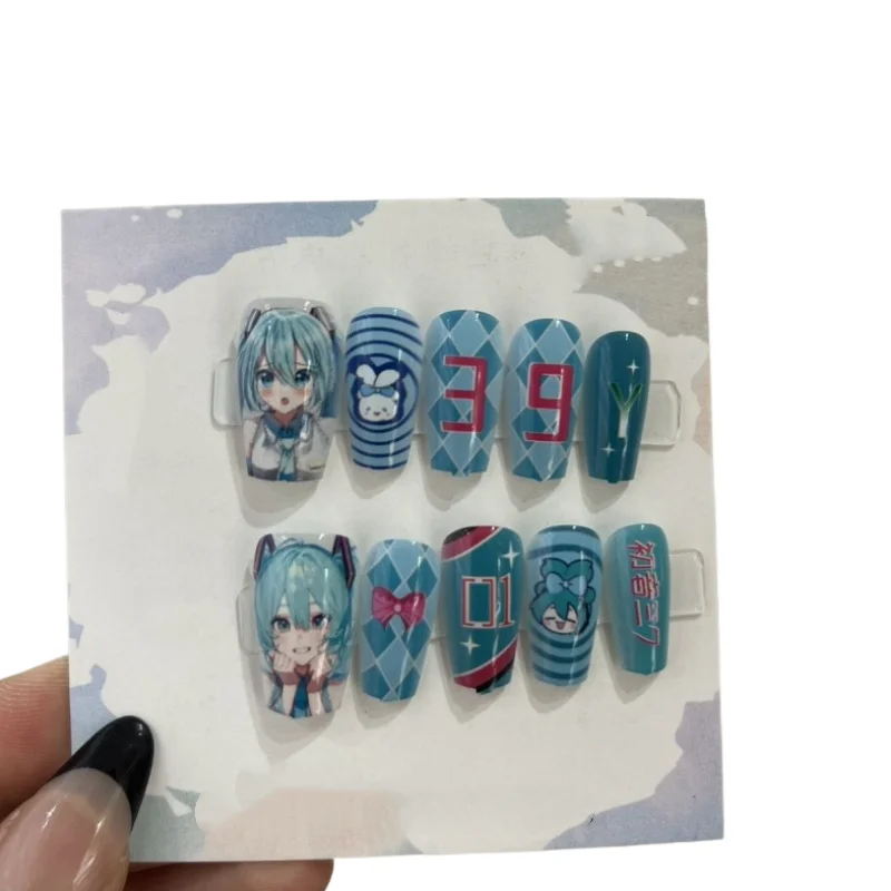 Nuevo Hatsune Miku, personaje de anime creativo de alta moda, decoración periférica de uñas, uñas usables de dibujos animados con estilo personalizado