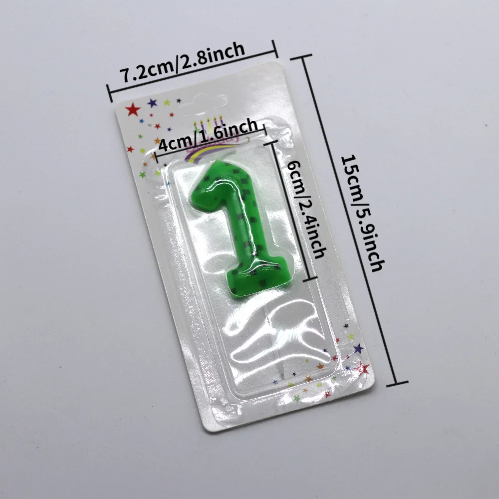 شموع فسيفساء خضراء أرقام 0-9 زينة كعكة عيد الميلاد للأطفال والكبار مستلزمات حفلات المهرجانات نمط كتلة شموع عيد الميلاد