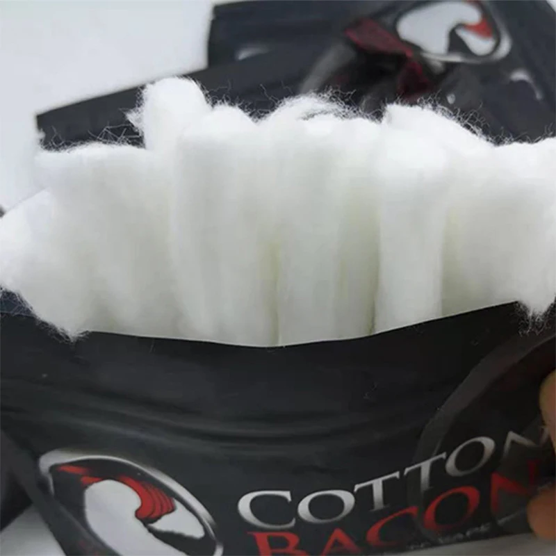 10Pcs/pack 100% 2.0 Organic Cotton Bacon Protable Prime Cotton DIY Liquid Absorbing Oil Guide Cotton Good Oil Absorption