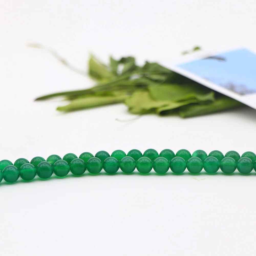 Cuentas de ágata verde de piedra Natural AAAA para la fabricación de joyas, dijes DIY, collar, pulsera, accesorios de llavero de ónix de 4-12mm