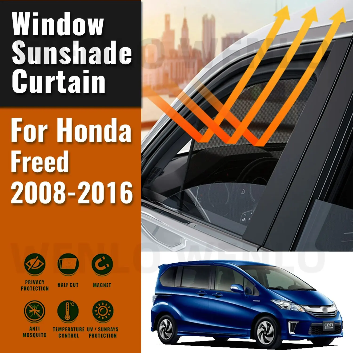 

For Honda freed 2008-2016 Magnetic Car Sunshade Visor Front Windshield Frame Curtain Baby Rear Side Window Sun Shade Shield