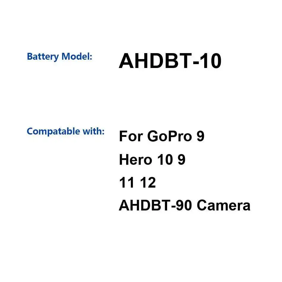

Аккумулятор для спортивной камеры 1780 мАч Ahdbt-10, высокой емкости, для GoPro Hero 10, 9, 11, 12, камера Ahdbt-90