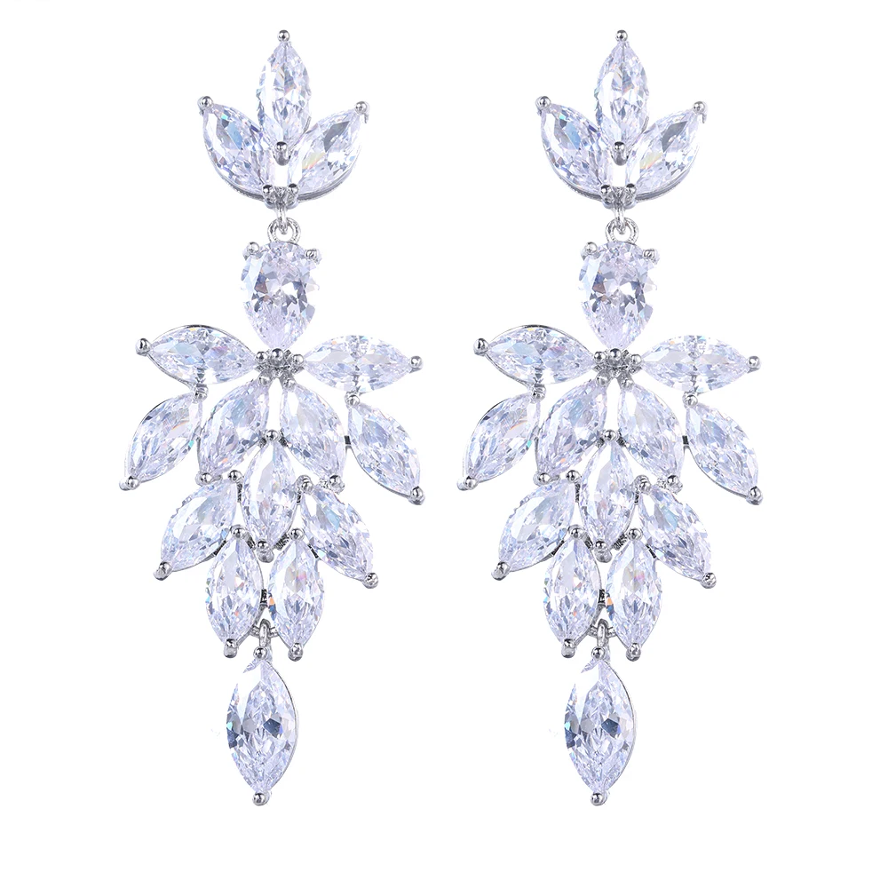 Emmaya New Arrival Fashion Wedding Party Dress-Up Shiny Zirconia Earring Leaves Shape Noble Ornament Female Exquisite Jewelry