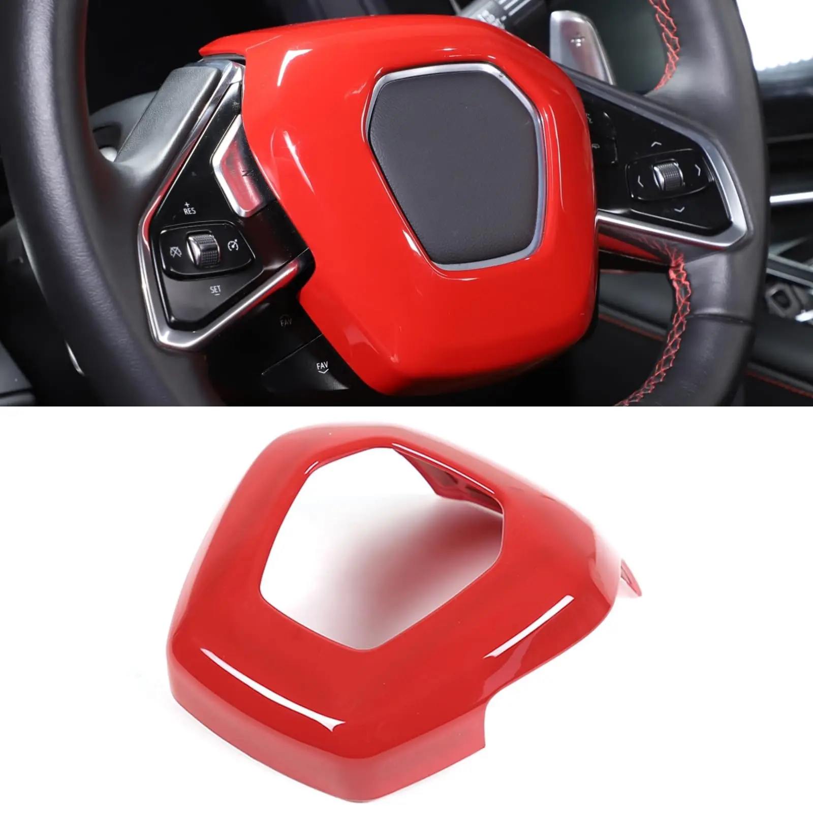 

Red ABS Steering Wheel Center Cover Trim For Corvette C8 2020-2025 Interior Decoration