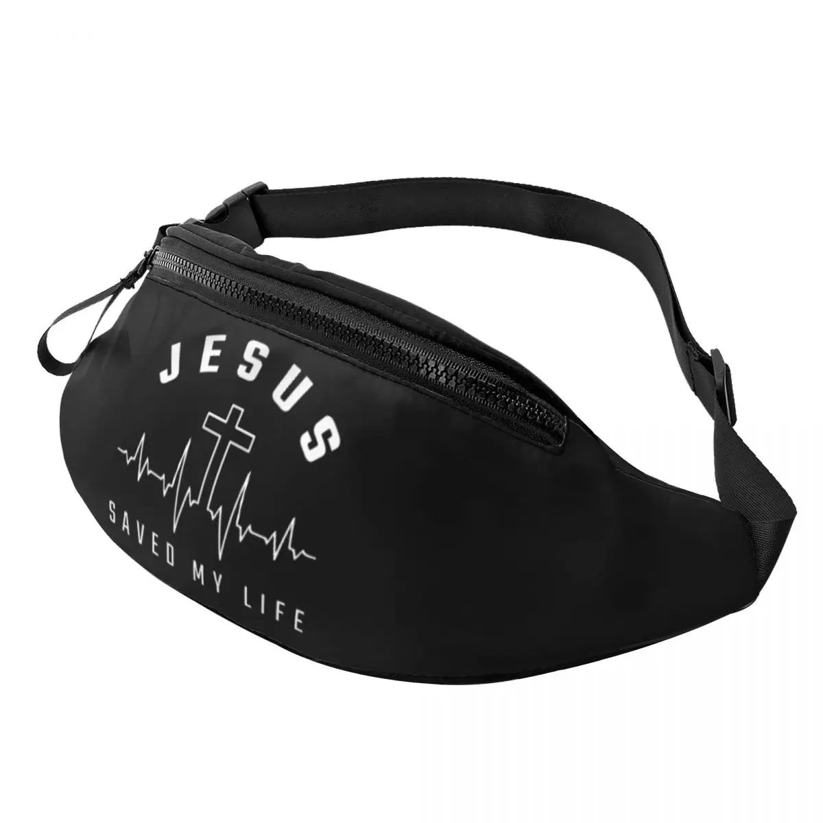 

Fashion Jesus Saved My Life Fanny Pack for Running Men Women Christian Faith Crossbody Waist Bag Phone Money Pouch