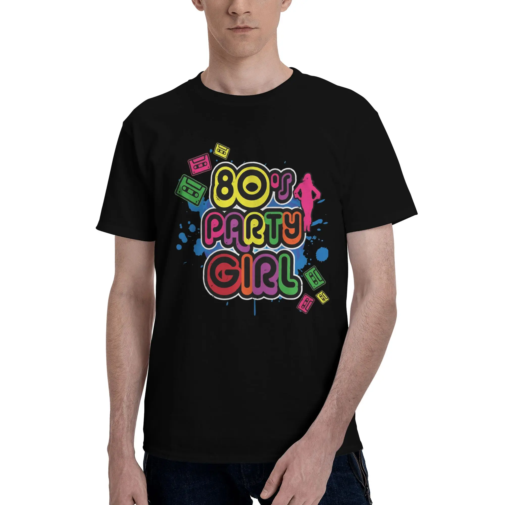 Back to the 80's Retro Music Disco Party Graphic Printing T Shirt Men Women  Cotton  Tee Shirt Clothes