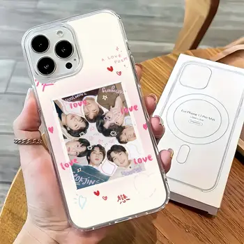 1個KPOP BTS手機殼,磁吸式,適用於iPhone 16/14/13/11/12/15 Pro Max/X/XR/XS Plus/SE,柔軟透明TPU材質 8 最佳銷售 BTS iPhone手機殼 - №4