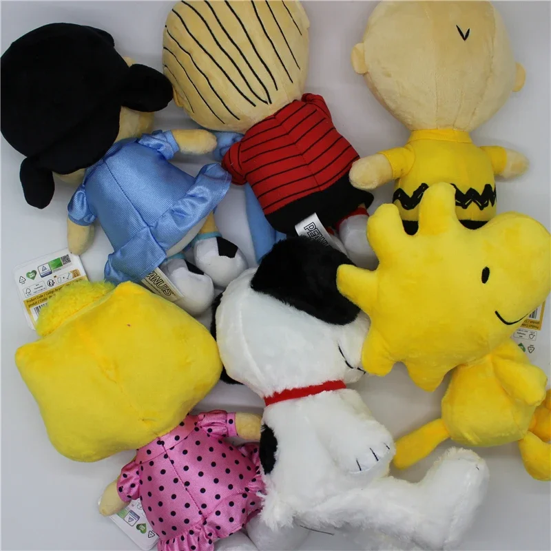 6ชิ้นชุด25ซม.ถั่วลิสงSnoopy Woodstock Charlie Brown Lucy Plush Softของเล่นSnoopyตุ๊กตา
