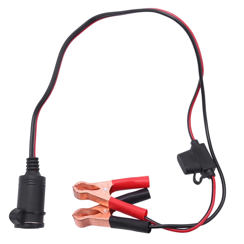 

2FT 12V 24V Car Lighter Socket Female Adapter 10A Alligator Clips Car Battery Clip-on Extension