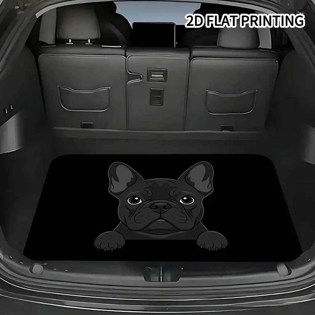 1pc Cartoon French Bulldog Design Trunk Mat, Keeps Your Trunk Tidy And Dry, Car Interior Decoration, Durable And Personalized, E